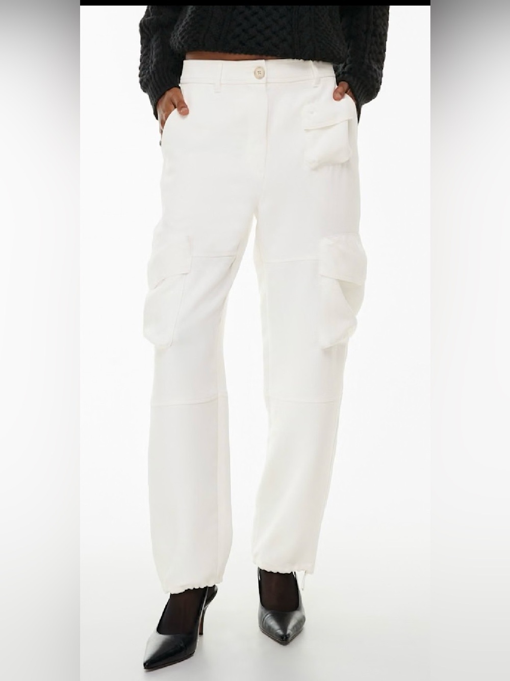 White Utility Cargo Joggers